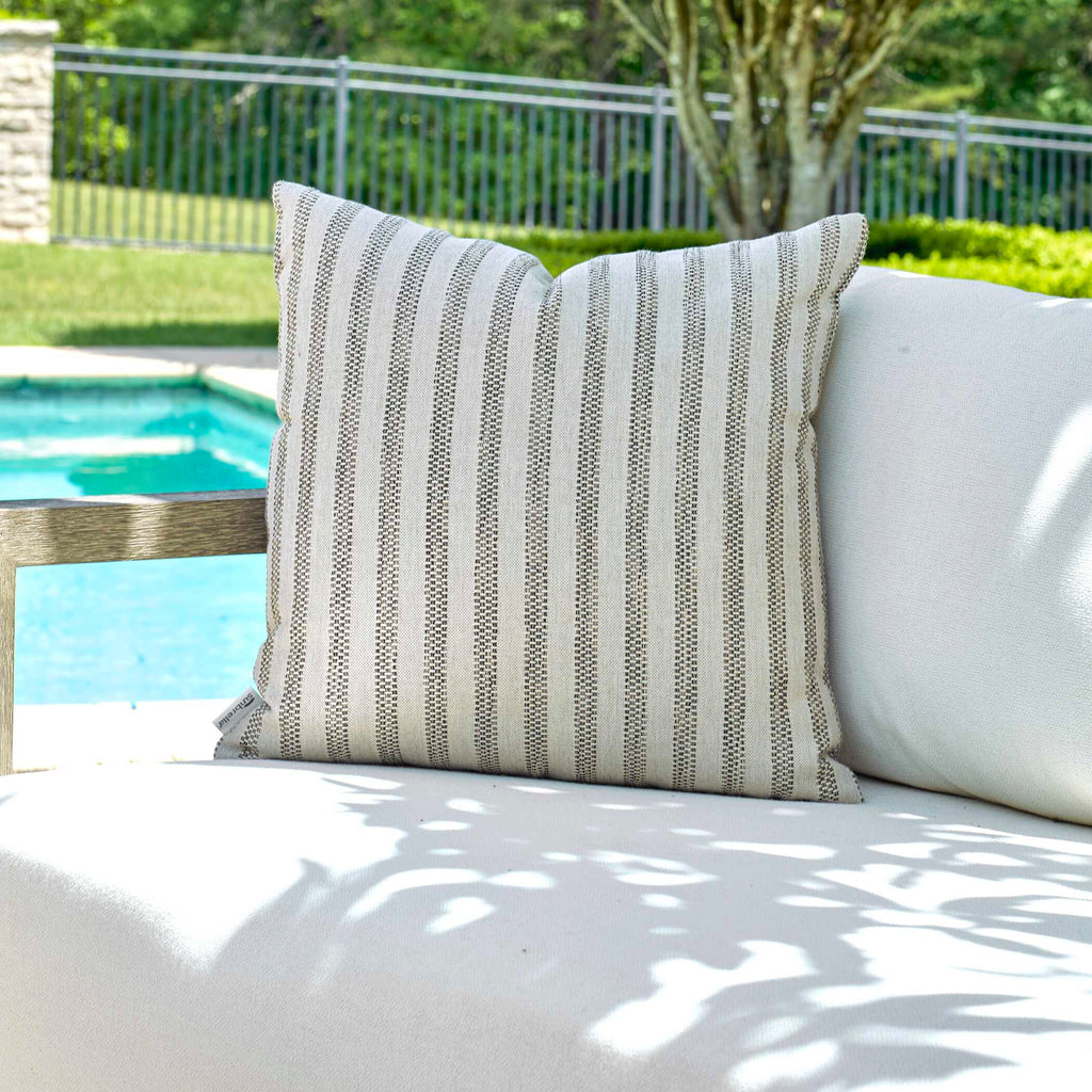 Basket Stripe Rattan Outdoor Pillow