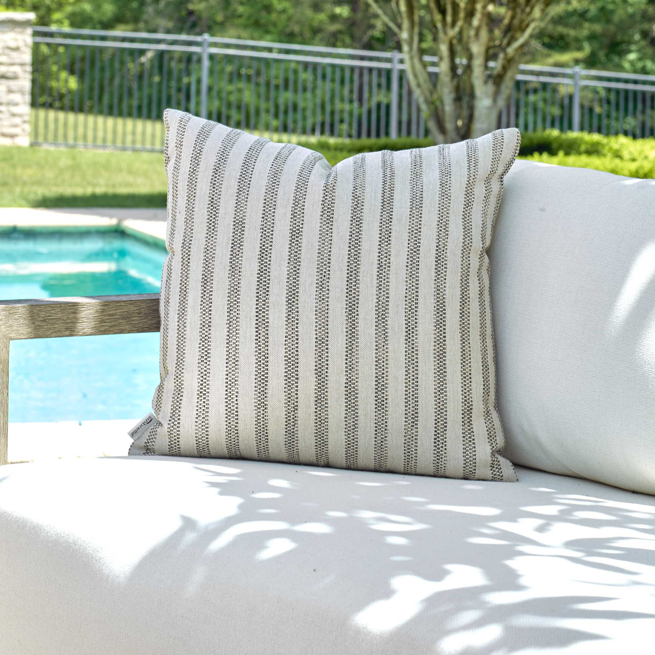 Basket Stripe Rattan Outdoor Pillow