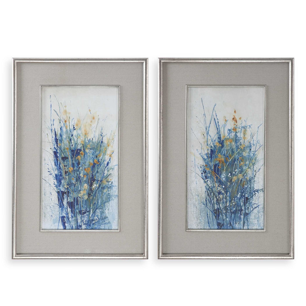Indigo Florals Framed Art Set/2