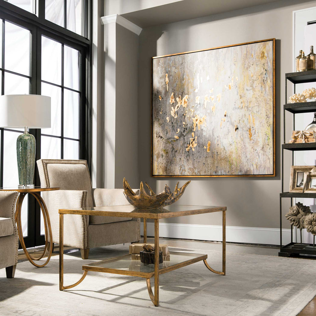 Golden Raindrops Modern Abstract Art