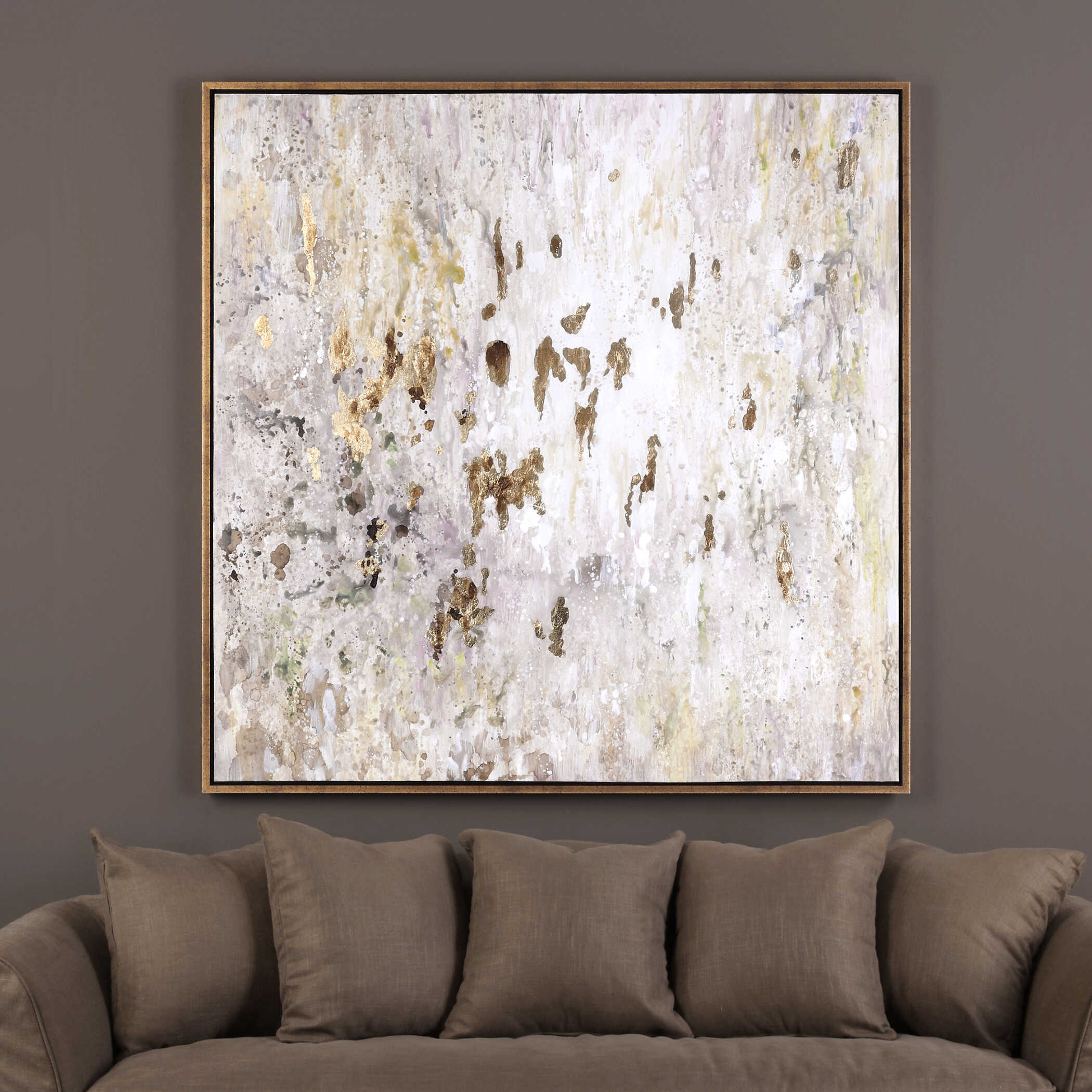 Golden Raindrops Modern Abstract Art
