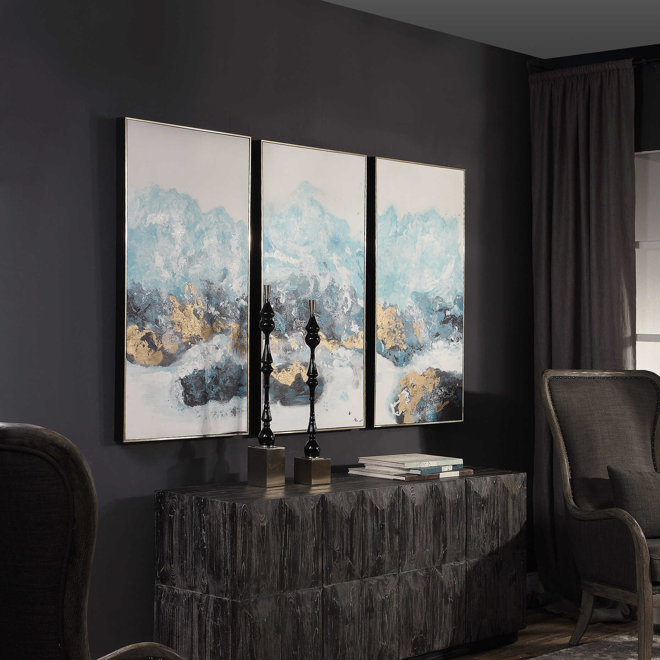 Crashing Waves Abstract Art Set/3