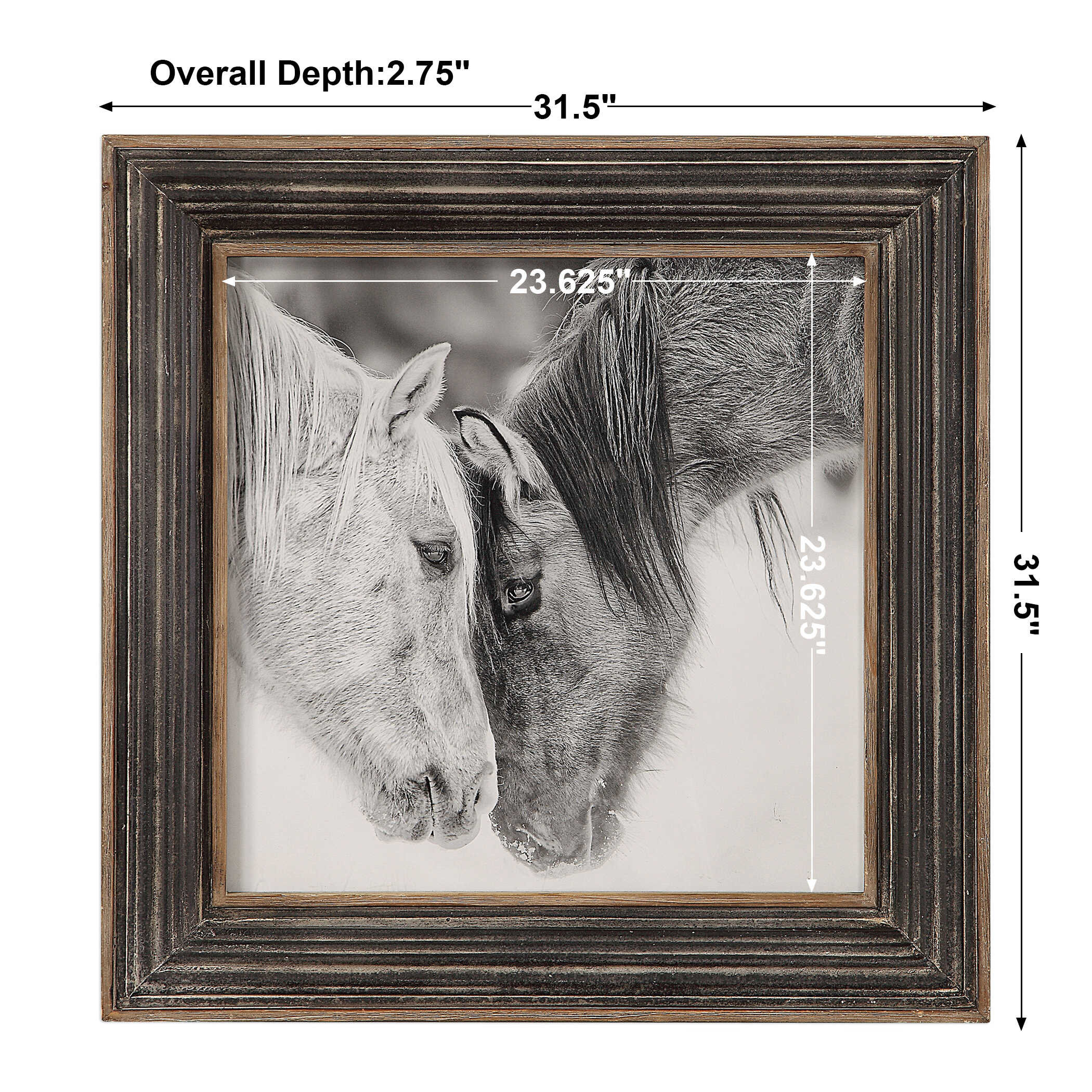 Custom Black And White Horses Print