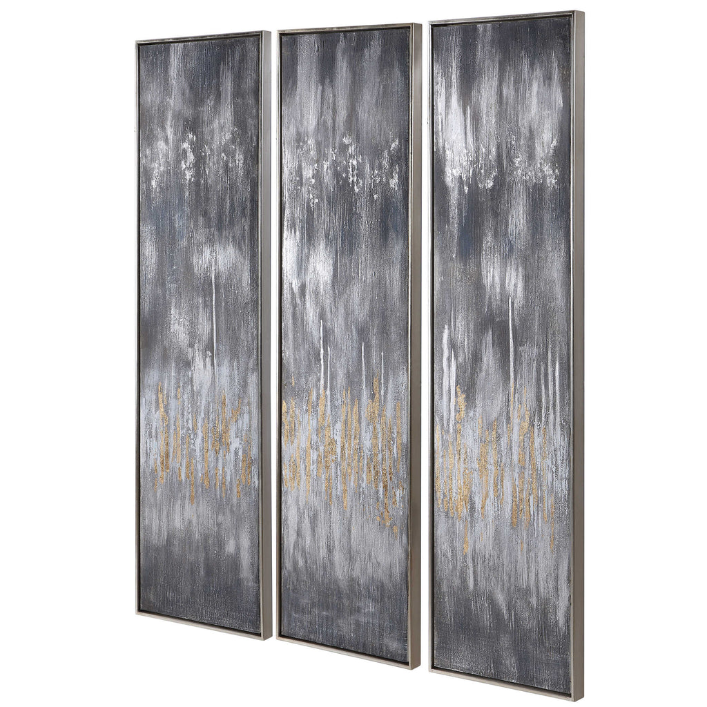 Gray Showers Hand Painted Canvases Set/3