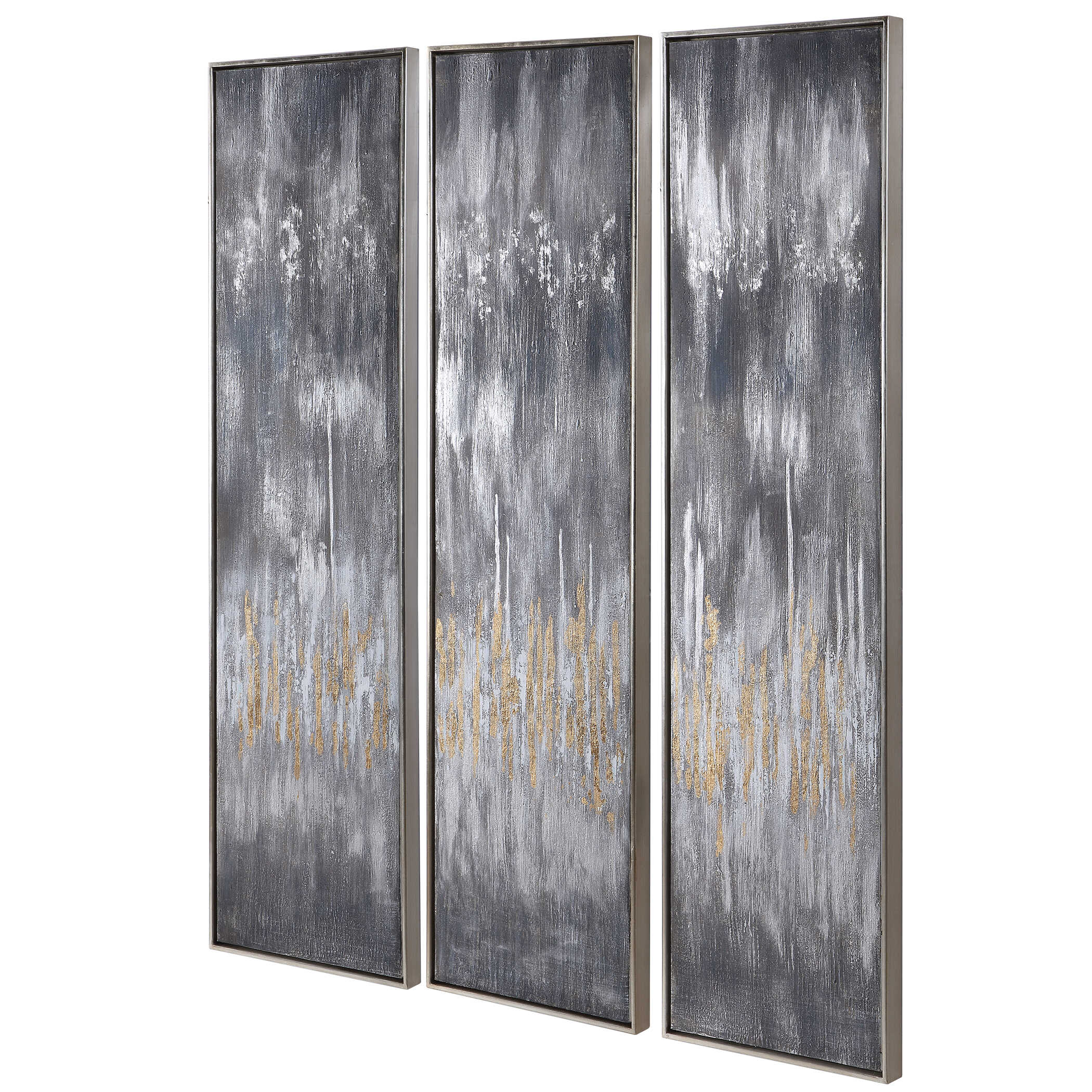 Gray Showers Hand Painted Canvases Set/3