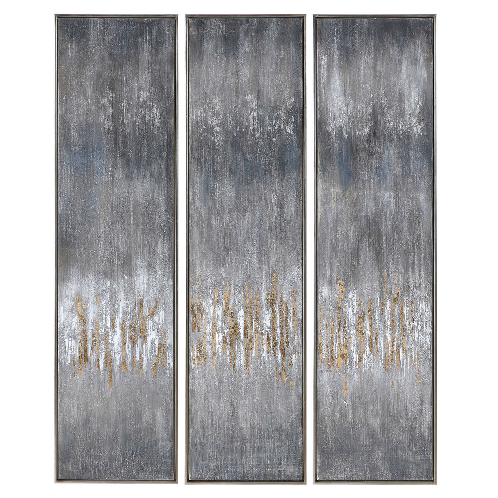 Gray Showers Hand Painted Canvases Set/3