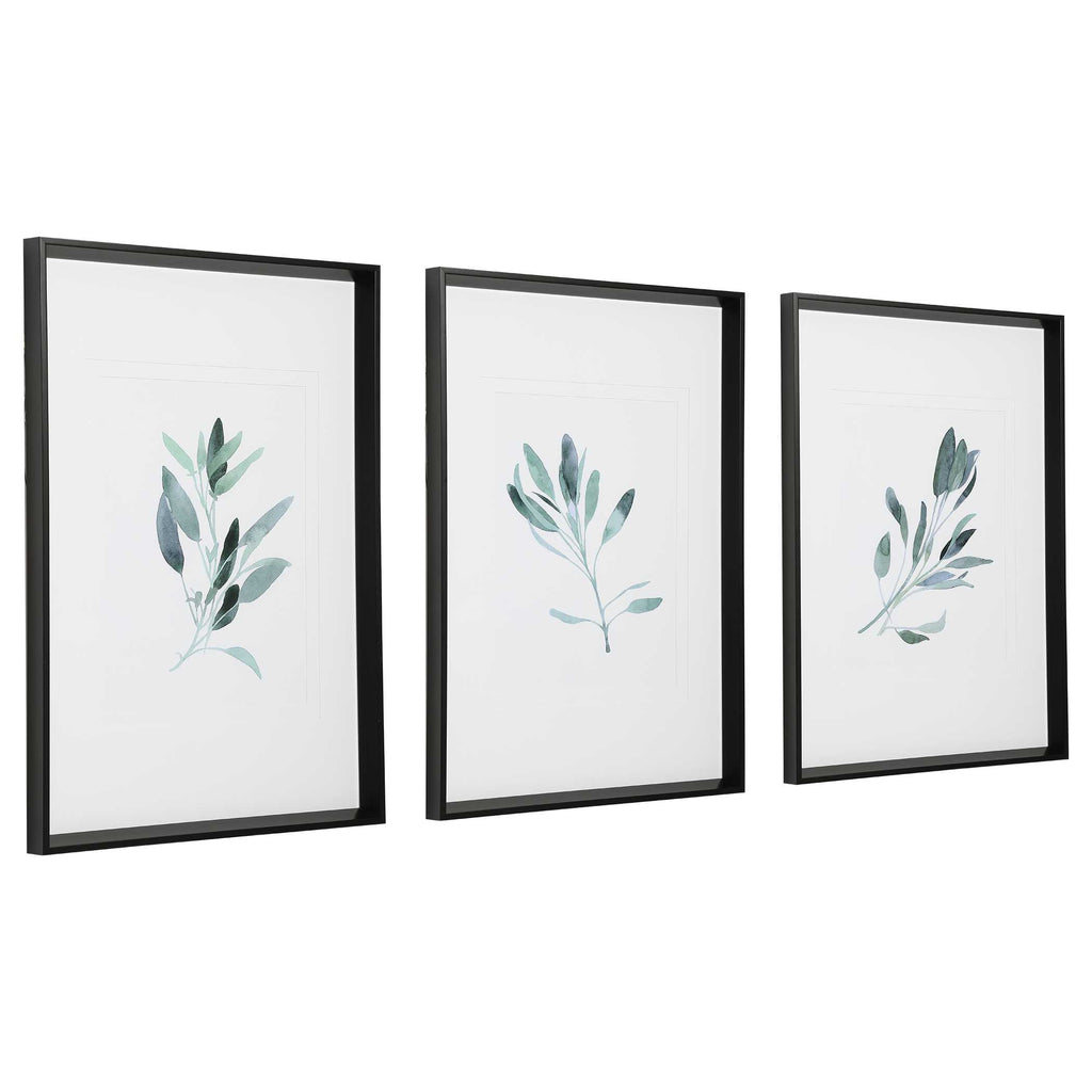 Simple Sage Watercolor Prints Set/3