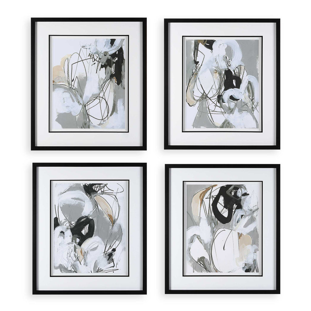 Tangled Threads Abstract Framed Prints Set/4