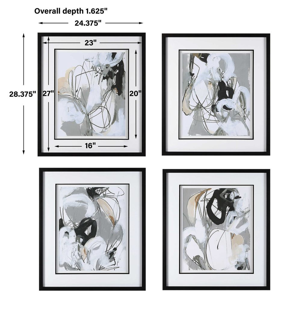 Tangled Threads Abstract Framed Prints Set/4