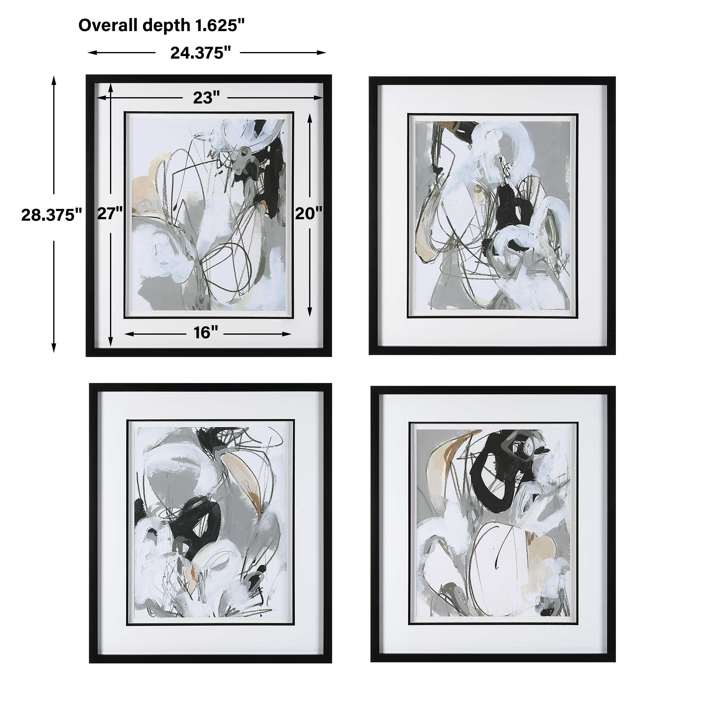 Tangled Threads Abstract Framed Prints Set/4