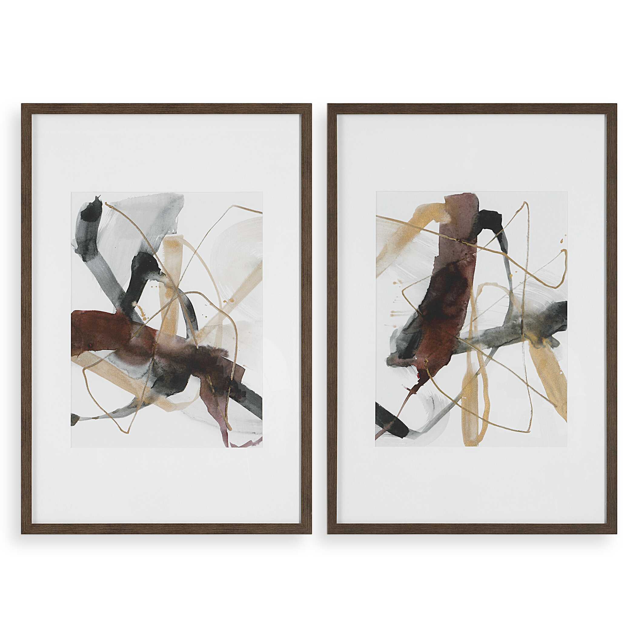 Burgundy Interjection Abstract Prints Set/2