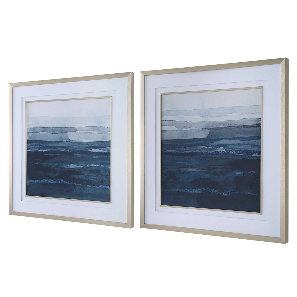 Rising Blue Abstract Framed Prints Set/2
