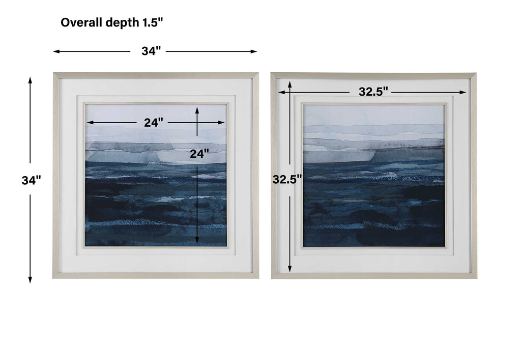 Rising Blue Abstract Framed Prints Set/2