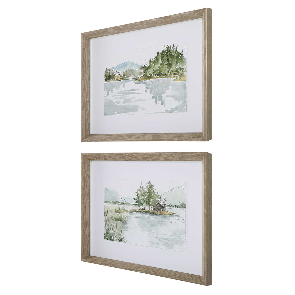 Serene Lake Framed Prints Set/2