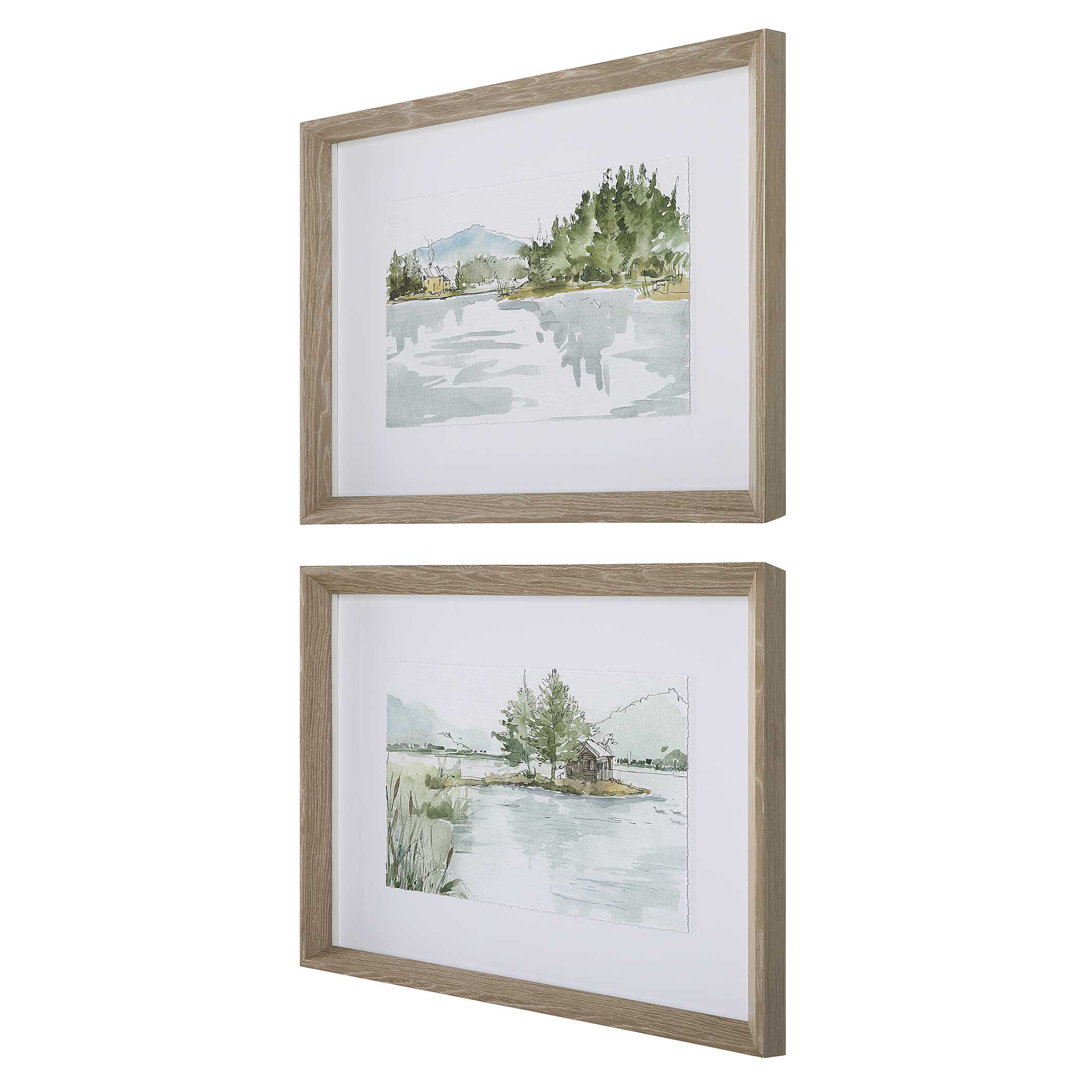 Serene Lake Framed Prints Set/2
