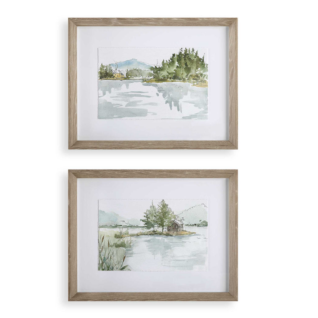 Serene Lake Framed Prints Set/2