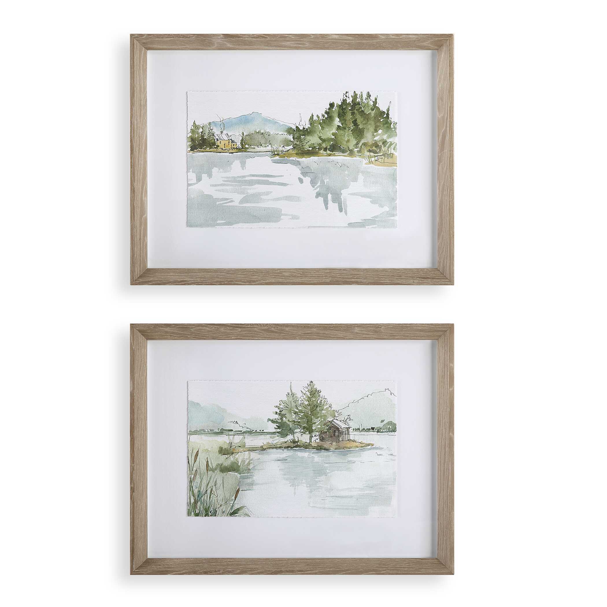 Serene Lake Framed Prints Set/2