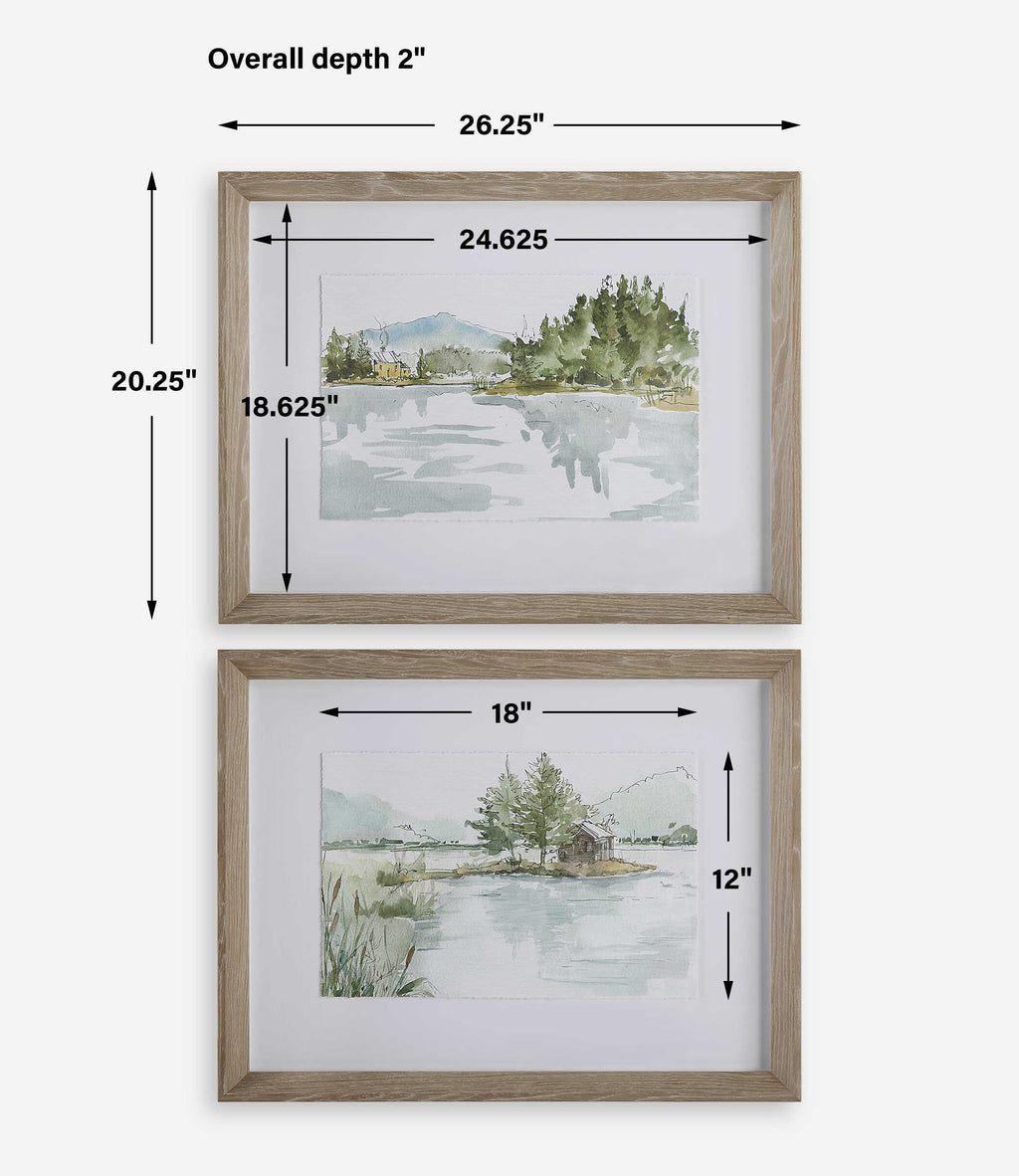 Serene Lake Framed Prints Set/2