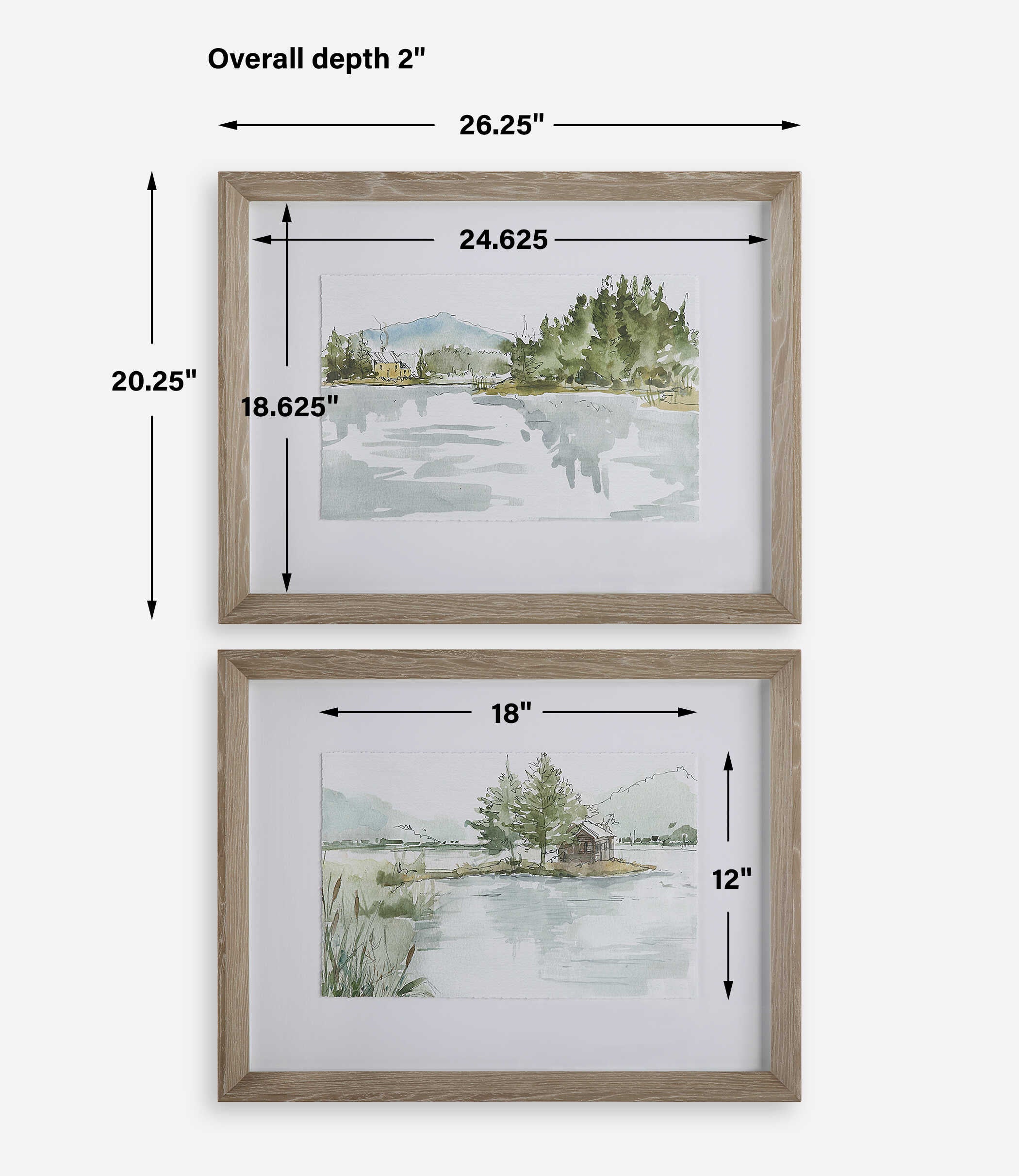 Serene Lake Framed Prints Set/2