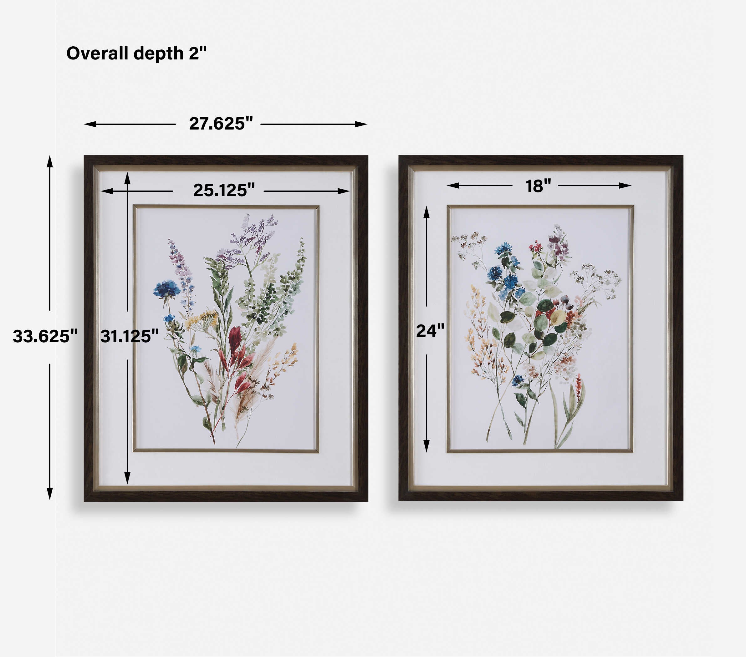 Delicate Flowers Framed Prints Set/2