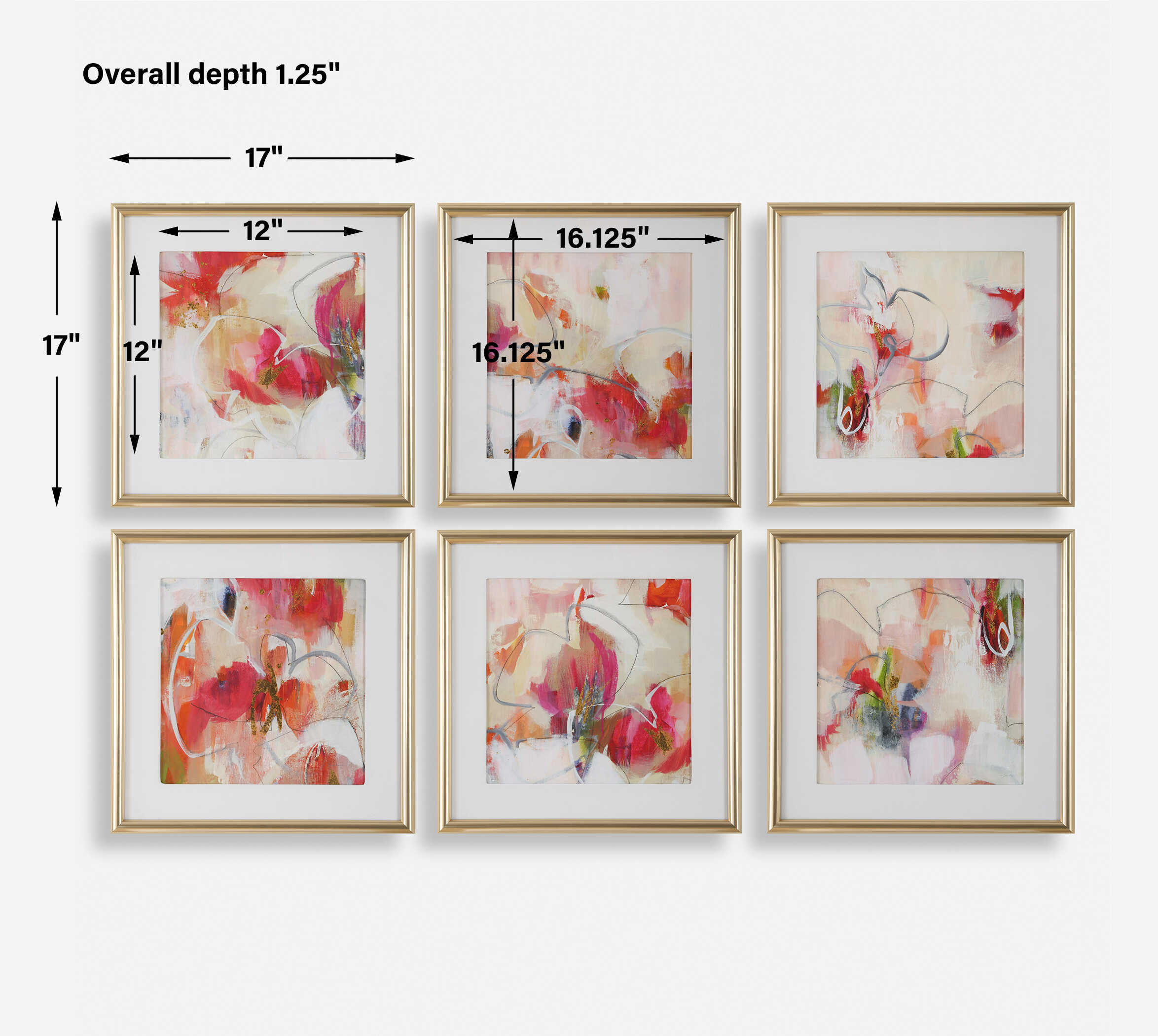 Fresh Start Red Abstract Prints Set/6