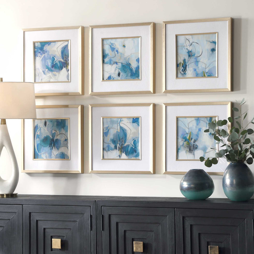 Fresh Start Blue Abstract Prints Set/6
