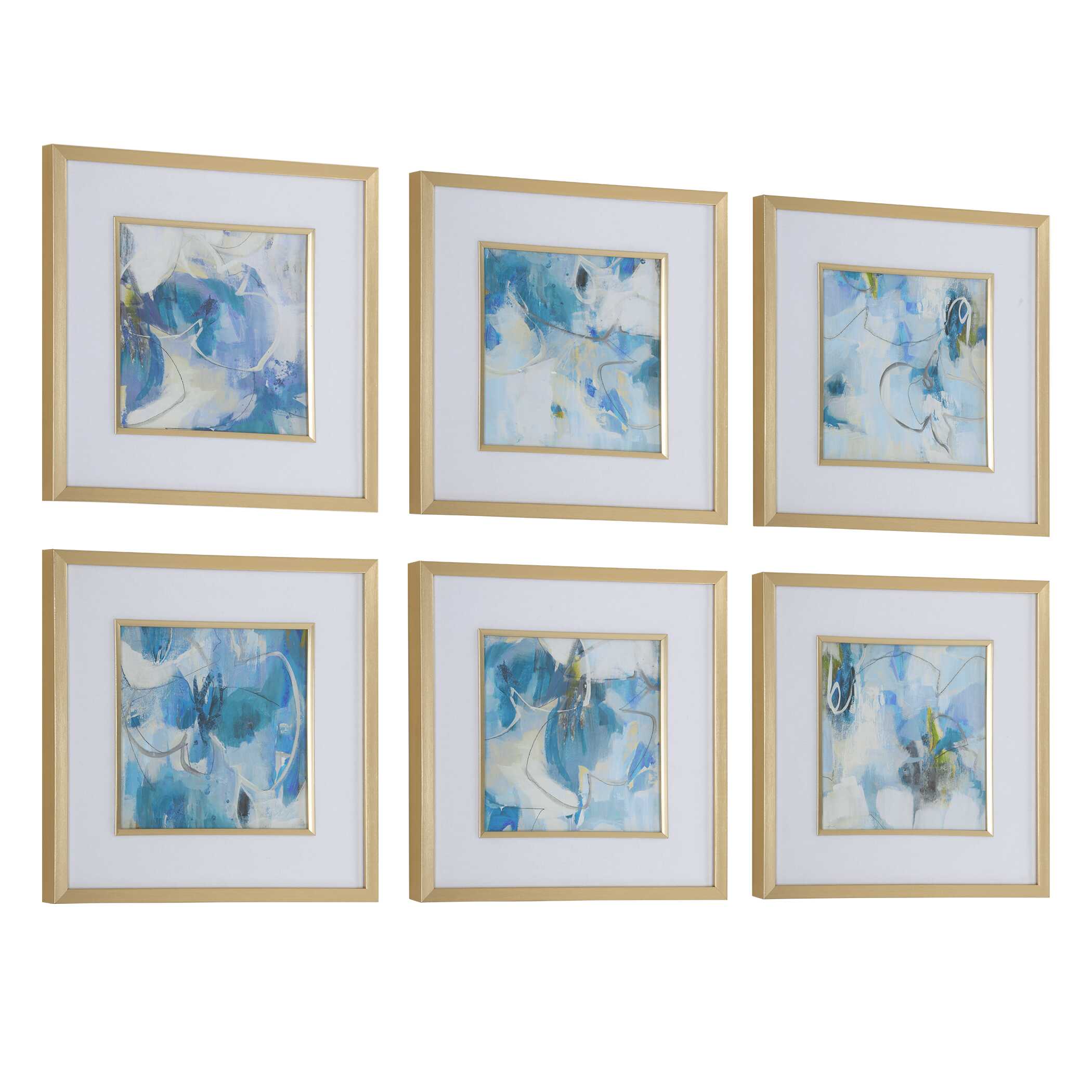 Fresh Start Blue Abstract Prints Set/6