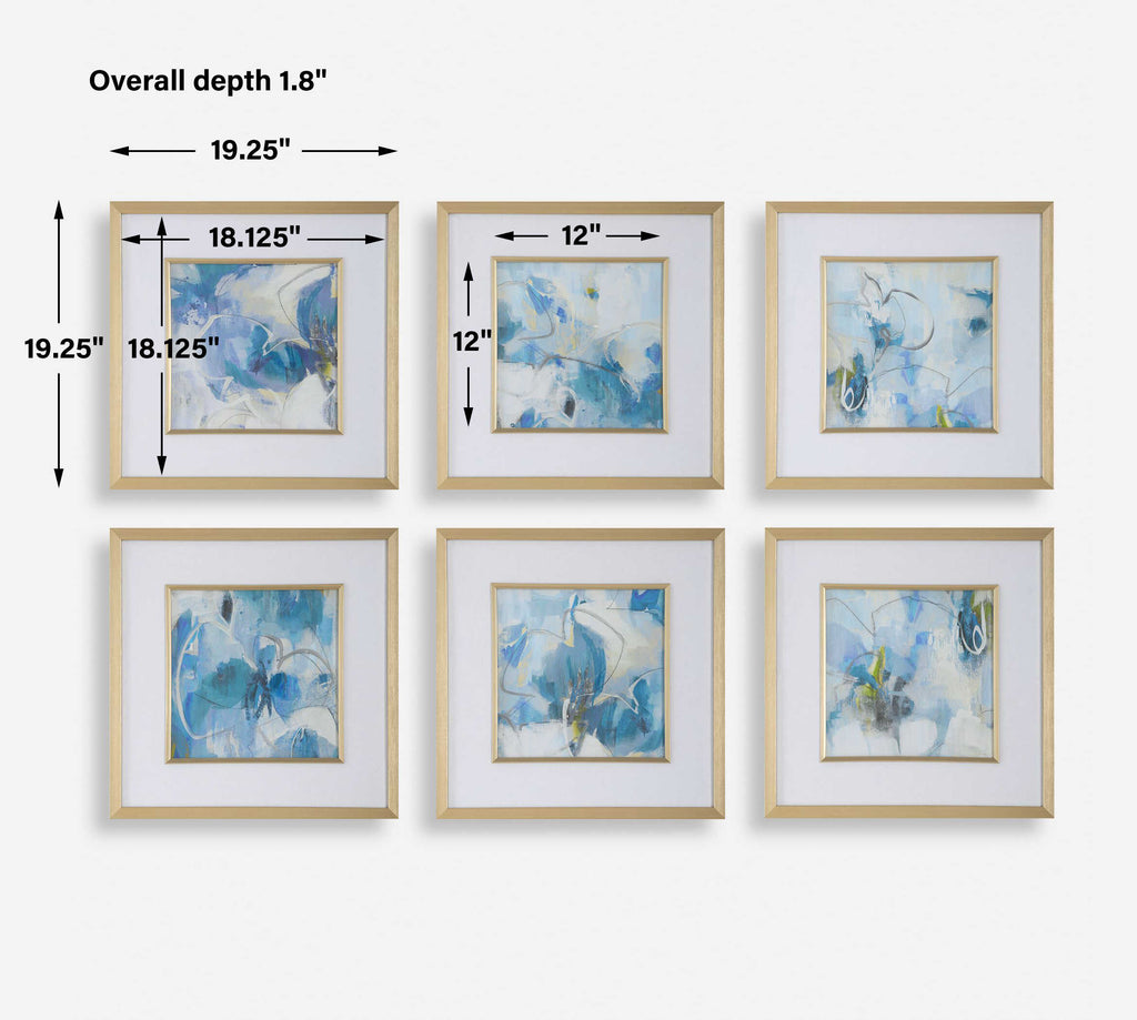 Fresh Start Blue Abstract Prints Set/6