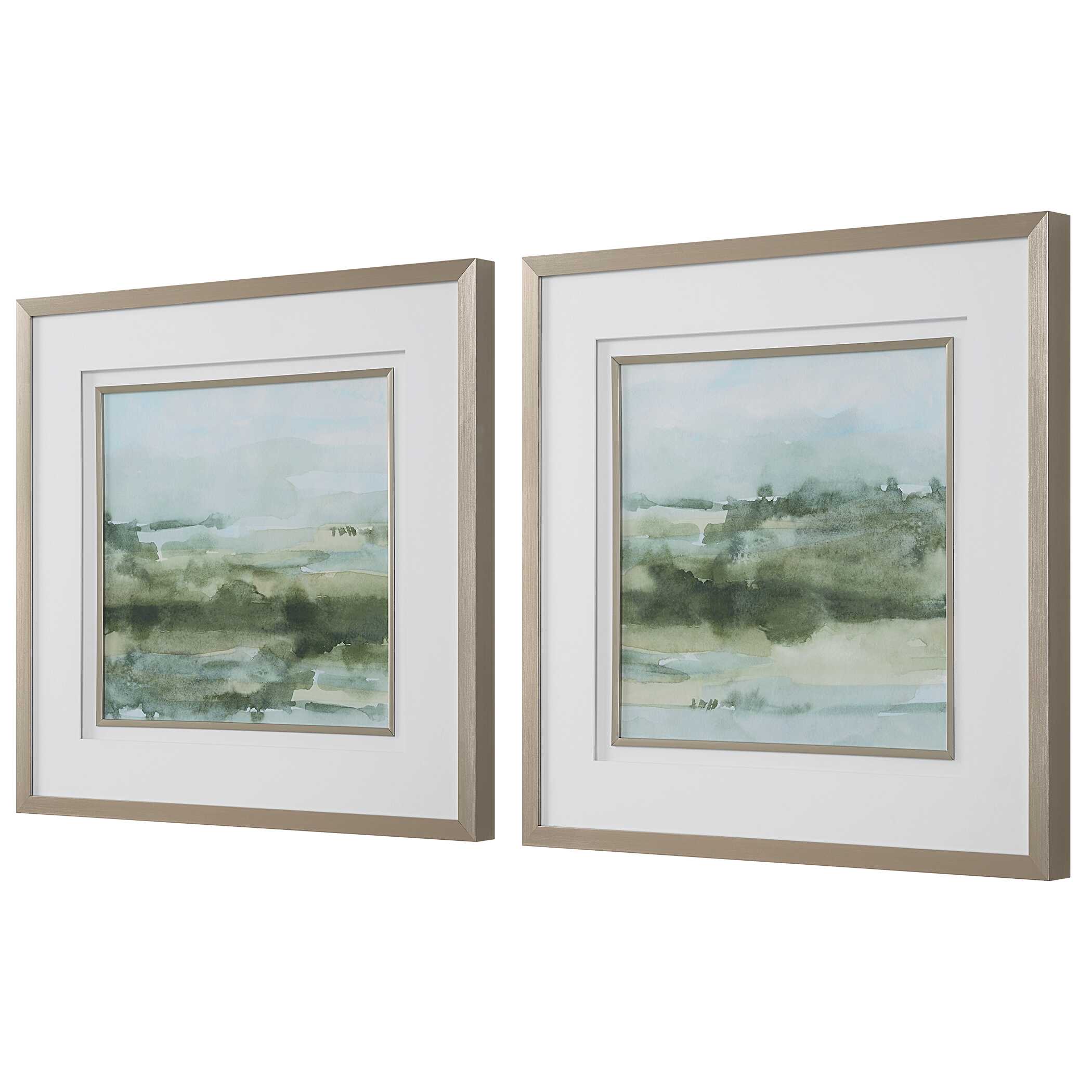 Soft Sage Abstract Landscape Prints Set/2