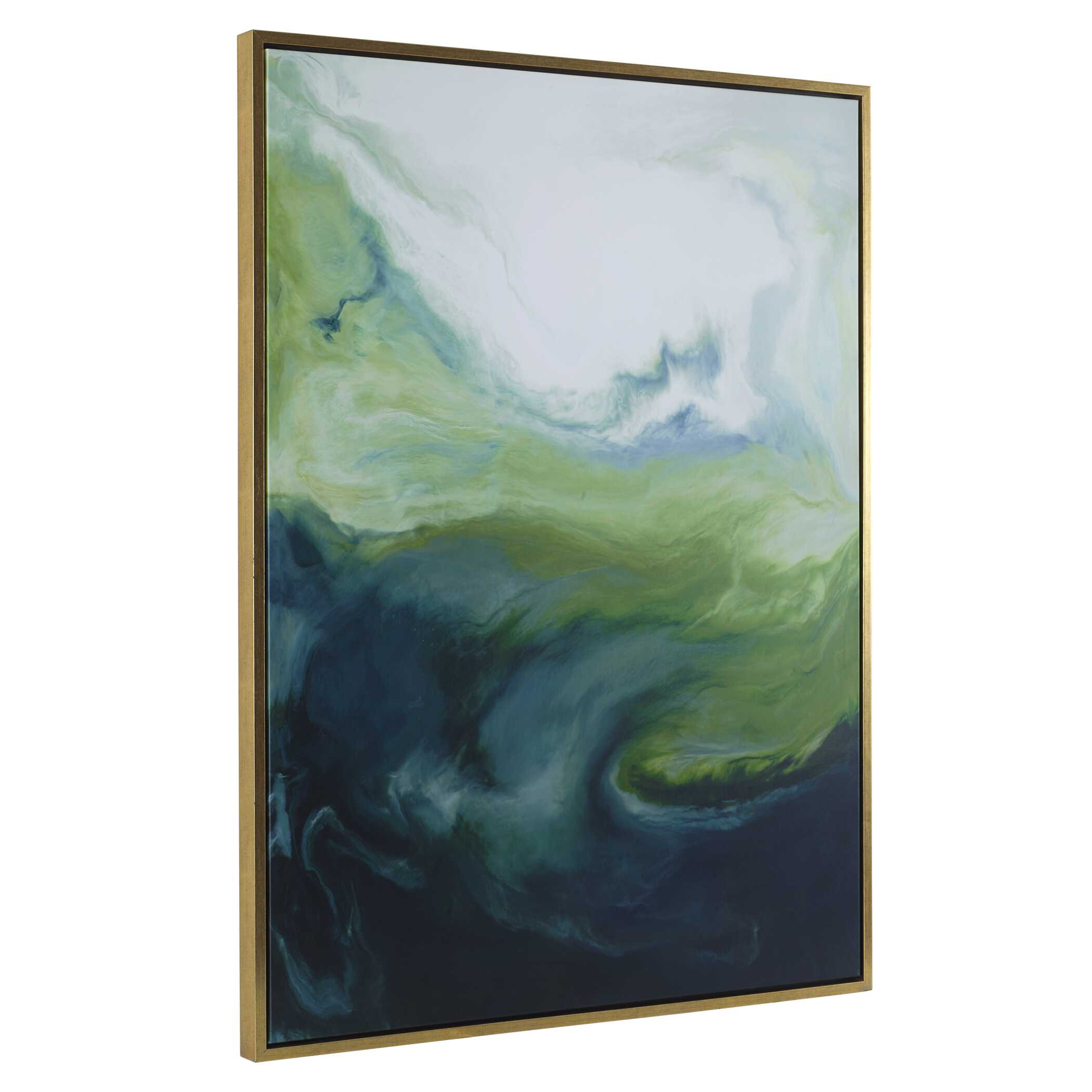Serene Green Framed Abstract Art