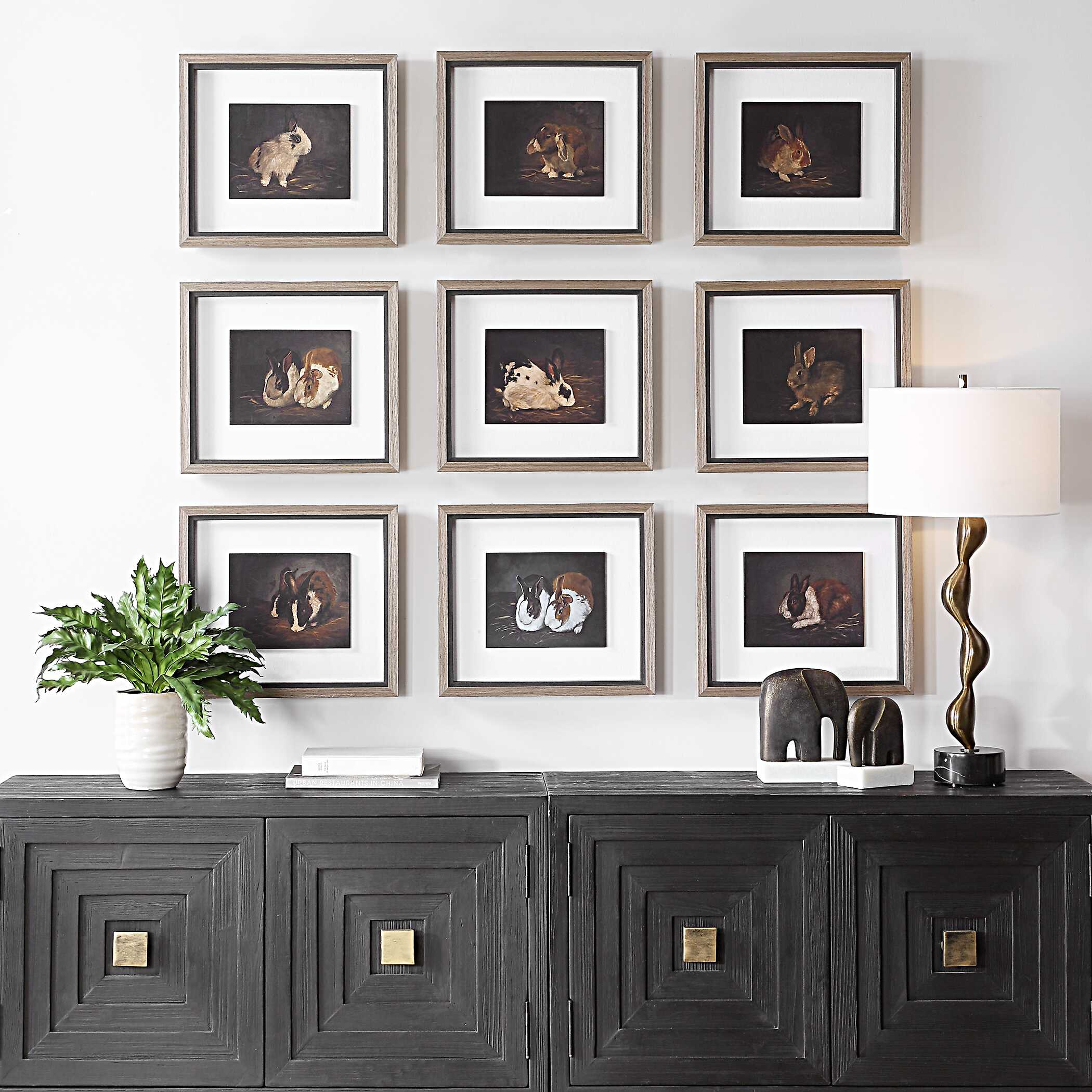 Resting Bunny Framed Prints Set/9