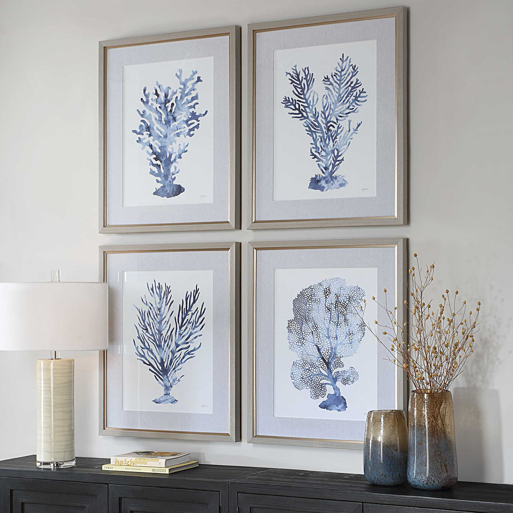 Shibori Coral Framed Prints Set/4