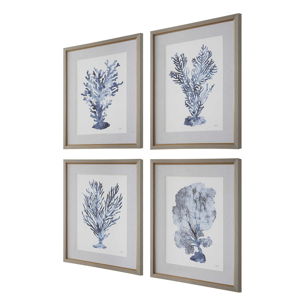 Shibori Coral Framed Prints Set/4