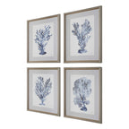 Shibori Coral Framed Prints Set/4