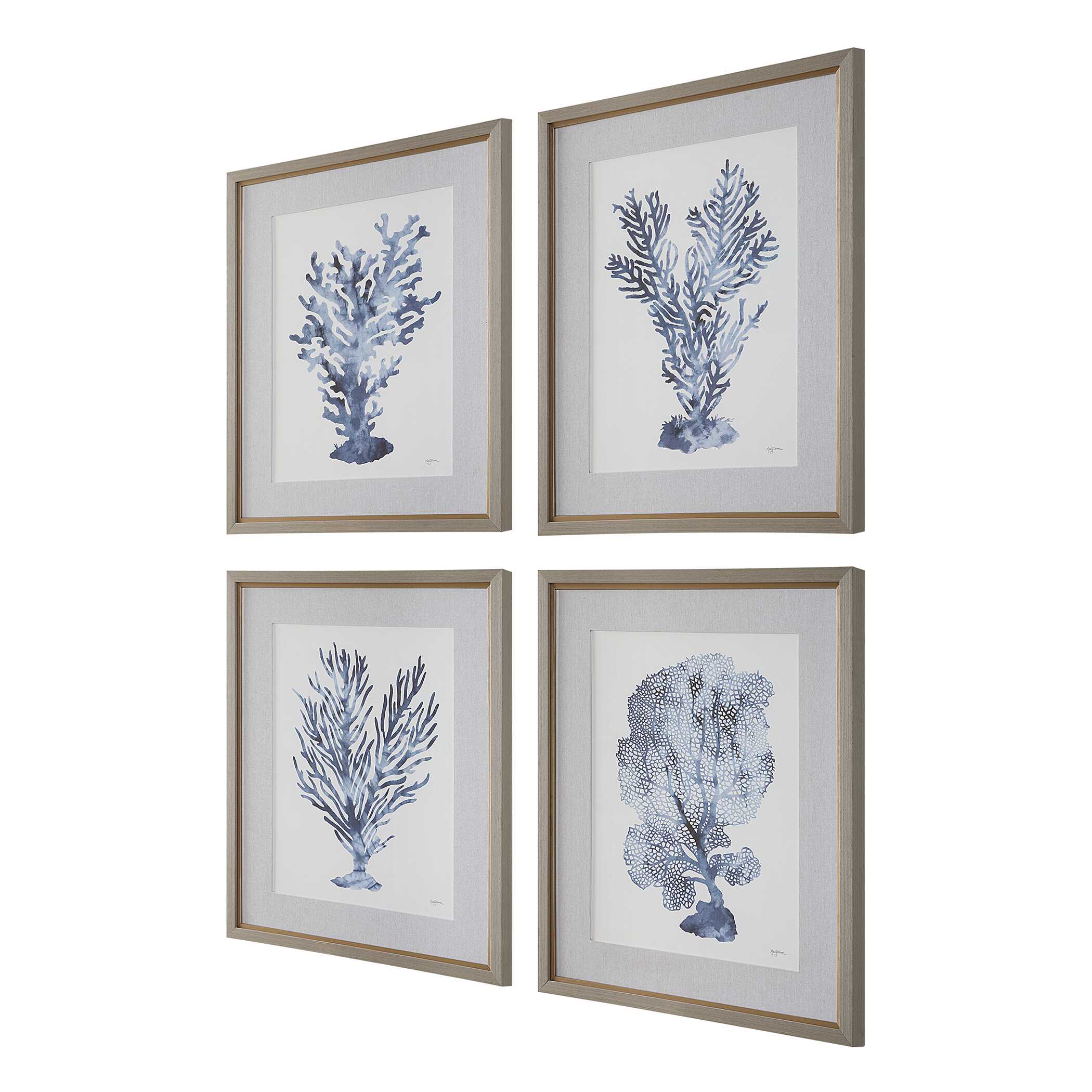 Shibori Coral Framed Prints Set/4