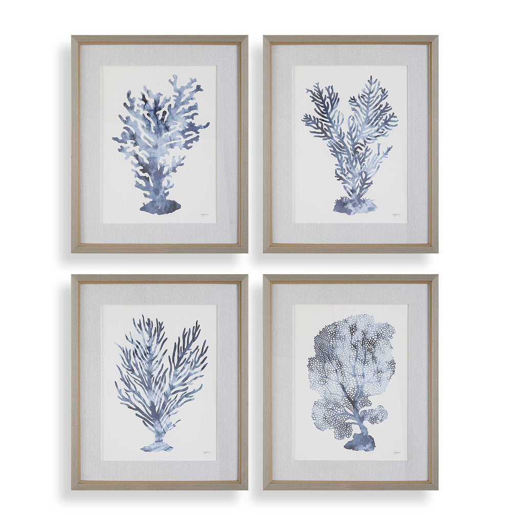 Shibori Coral Framed Prints Set/4