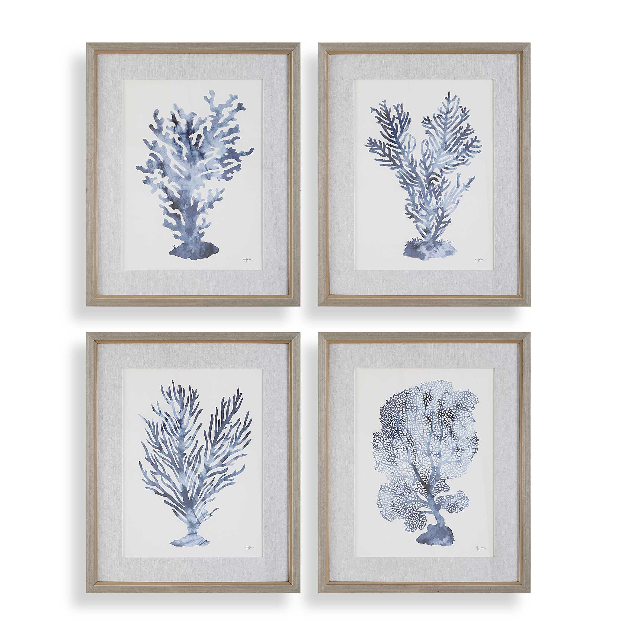 Shibori Coral Framed Prints Set/4