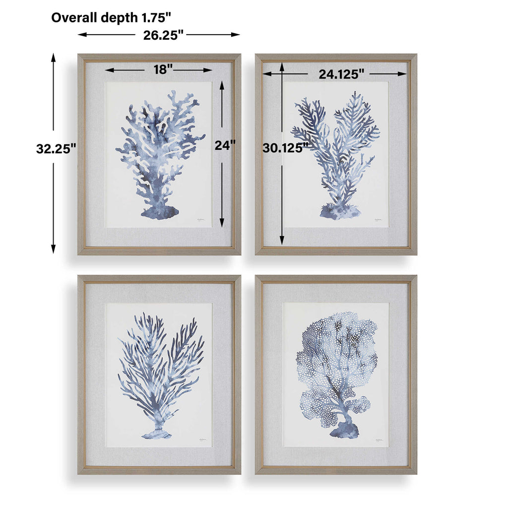 Shibori Coral Framed Prints Set/4
