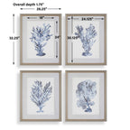Shibori Coral Framed Prints Set/4