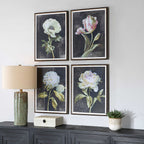 Florals On Black Framed Prints Set/4
