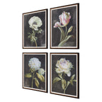 Florals On Black Framed Prints Set/4