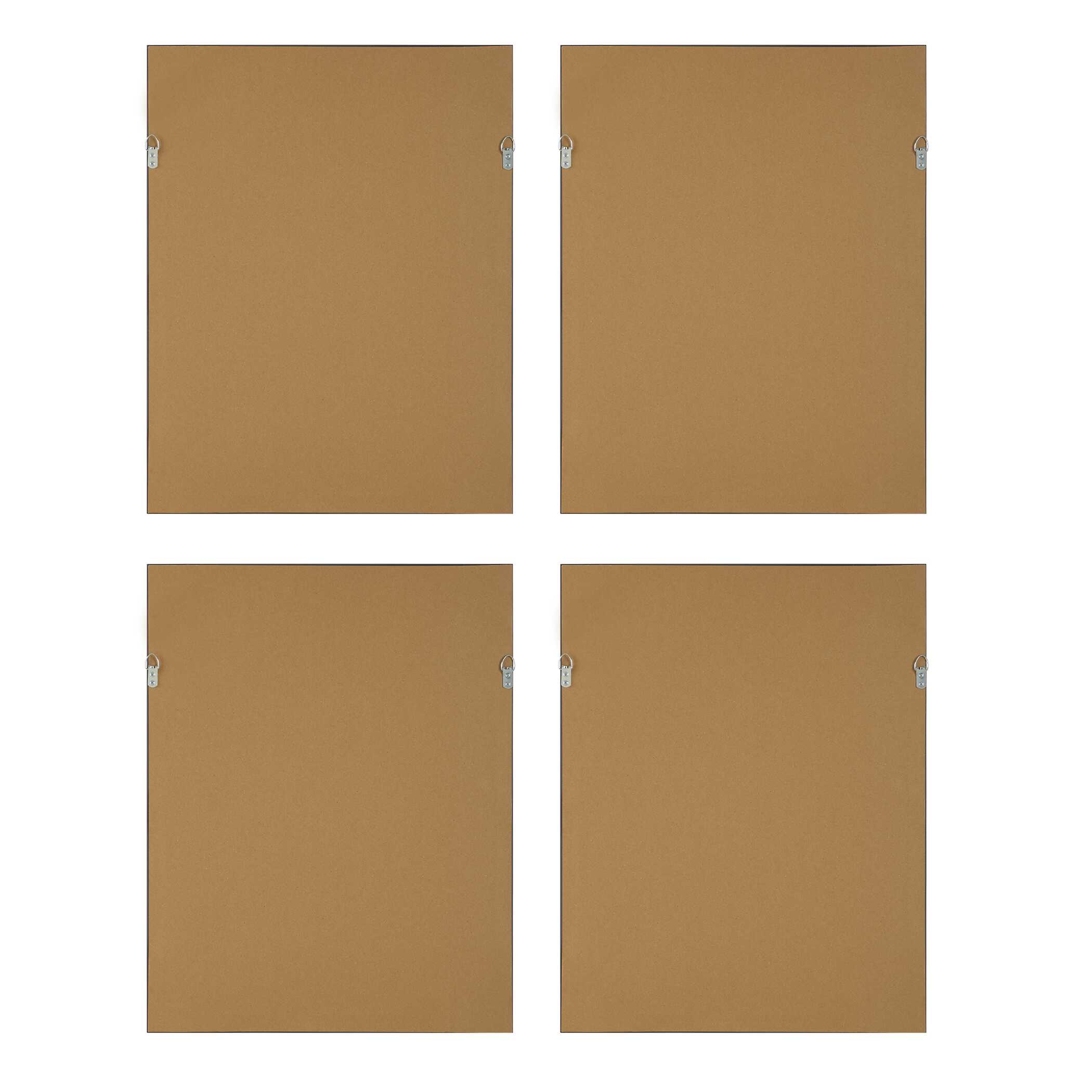 Florals On Black Framed Prints Set/4