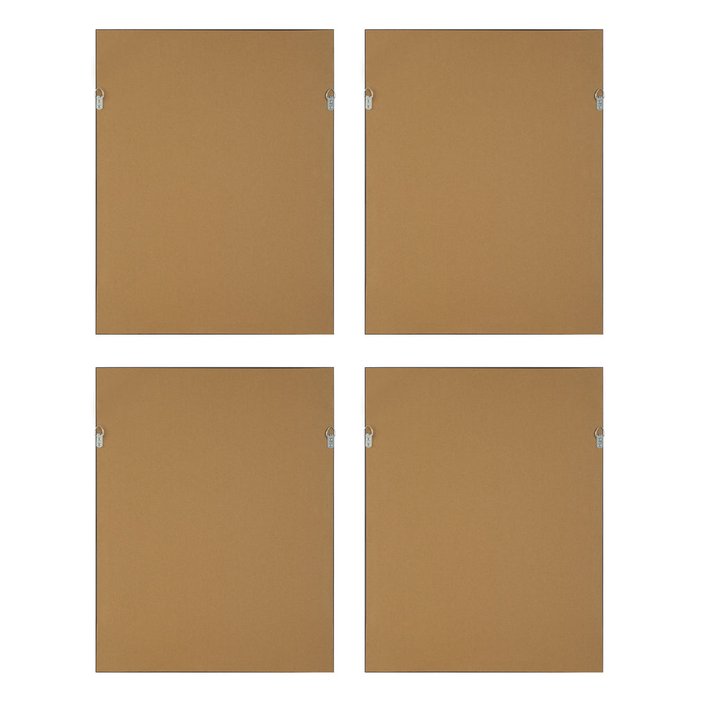 Florals On Black Framed Prints Set/4