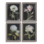 Florals On Black Framed Prints Set/4
