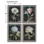 Florals On Black Framed Prints Set/4