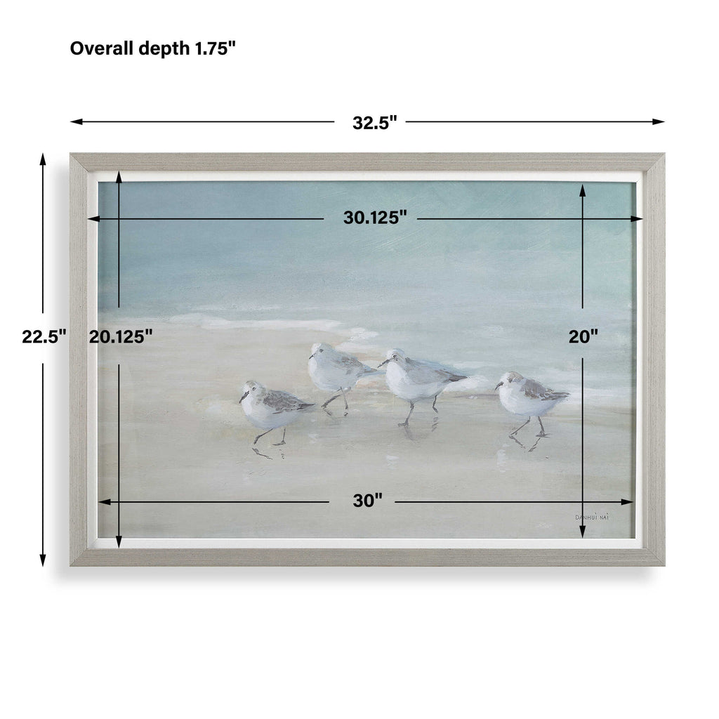 Tranquil Shorebirds On The Sand Framed Print