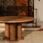 Treccia Round Dining Table Oak