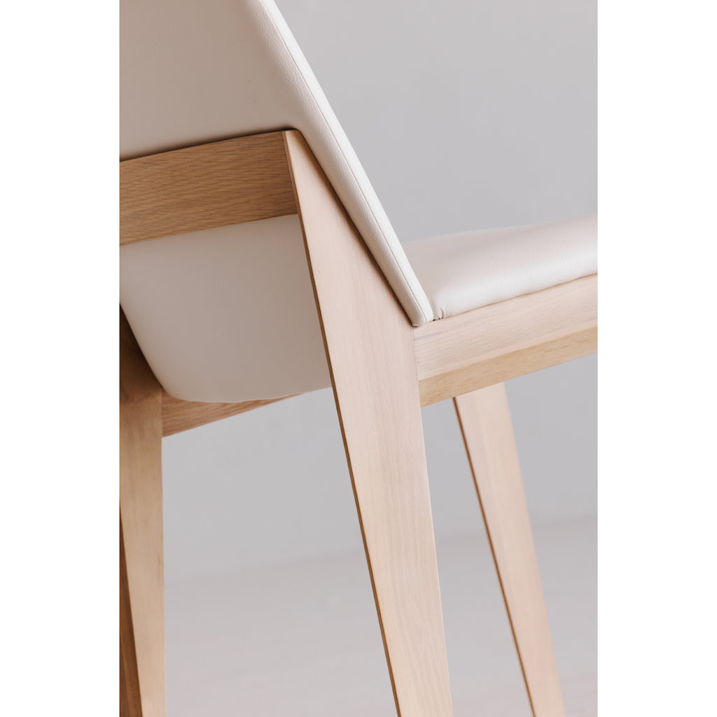 Deco Oak Dining Chair Cream White PVC - Set Of Two