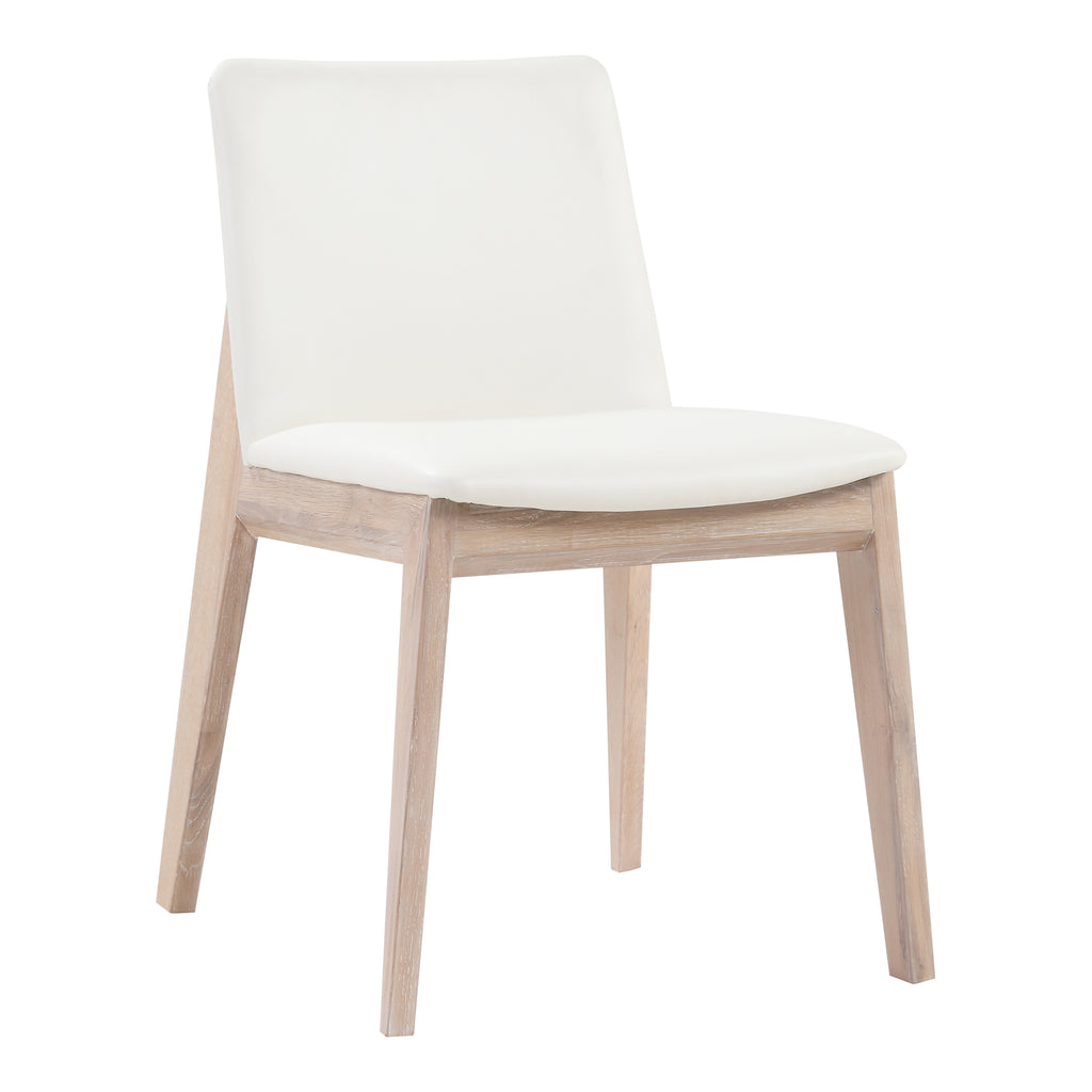 Deco Oak Dining Chair Cream White PVC - Set Of Two