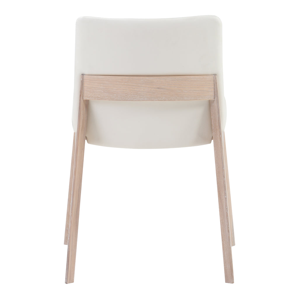 Deco Oak Dining Chair Cream White PVC - Set Of Two